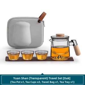 SANXUN | Portable Travel Glass Tea Set with Quick Serve Cup for Outdoor Camping