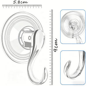 Suction Cup Hook - Creative Seamless Bathroom Hook Without Drilling Transparent Adhesive Hook with Vacuum Suction Front-Mounted