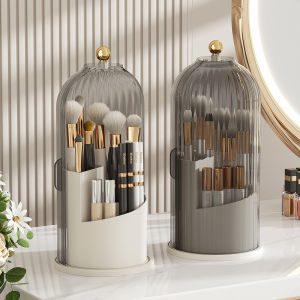 EmmAmy® Cosmetic Makeup Brush Storage Box Desktop Rotatable Compartmental Storage Holder With Cover Dustproof