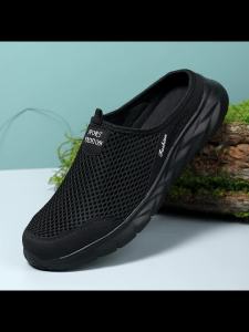 Summer new breathable mesh shoes outdoor non-slip walking shoes comfortable sandals men half slippers casual loafers 39-46