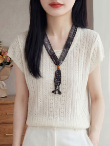 YUEXINYIRONG | Luxury Style Lace Hollow Knit Sleeveless T-Shirt