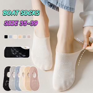MaxPlus Boat Socks Female Shallow Mouth Bear Cute Japanese Cartoon Socks Spring And Summer Thin Socks