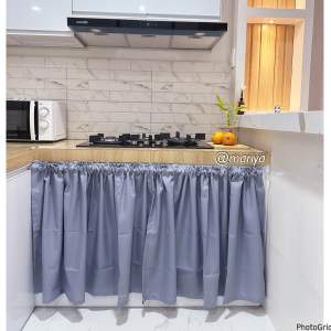 Mariyas Aesthetic Nuetral Color Curtain for Sink/Kitchen| Plain Kitchen Curtain