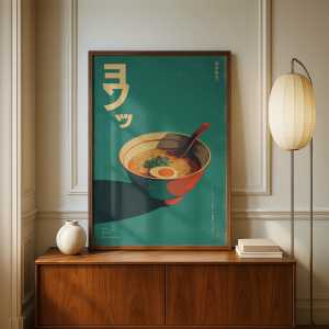 Retro Japanese Ramen Canvas Art Print Frameless Food Wall Art Poster Minimalist Bold Noodle Poster Kitchen Decor for Home Dining