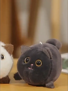 Cat Plushie Keychain Wagging Tail With Bell Cute Key Ring Bag Pendant Doll Soft Stuffed Animal Toy Gift Idea