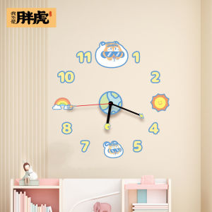 Modern Minimalist Clock Wall Sticker DIY Cartoon Number Clock Living Room Childrens Room Decor No Drilling Required