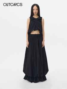 กระโปรงทรงบัลเล่ต์เอวสูง ทรงพอง แขนยาว ทรงหลวม สำหรับผู้หญิง ฤดูร้อนปี 2025 เทรนด์ใหม่ สไตล์เกาหลี กระโปรงทรงบล็อกสีพื้น