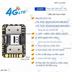 Mạch Điều Khiển Định Vị GPS Mini ZX905 LTE CAT-1 2G+4G Cho Trẻ Em Vật Nuôi Mèo Chó Chống Thất Lạc Định Vị Vệ Tinh WIFI Beidou