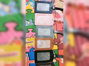 ALIKA GROSIR Name Tag Kancing Id Cards Holder Kancing Kulit Lanyard Id Card Kartu Nama Kerja Gantung 3 Slot Wanita Pria