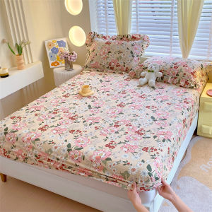 Dansunreve ผ้าปูที่นอน ผ้าฝ้าย 100% 1200TC ดดอกไม้ bedsheet 3ฟุต 3.5ฟุต 5ฟุต 6ฟุต 6.5ฟุต 10 นิ้วรัดมุม สบาย