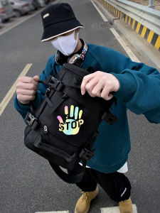 กระเป๋าสะพายข้างผู้ชายกระเป๋าคาดอกความจุใหญ่แบรนด์ฮิตแนวญี่ปุ่นกระเป๋าสะพายไหล่เดียวแนวช่างกลแบบผู้ชายกระเป๋าเป้ใบเล็กสำหรับผู้ชายนิชแบรนด์