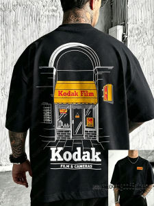 Kodak | Kodak Film Camera Shop Front Back Graphic Tshirt for Men Cotton Oversized Vintage Streetwear White Tshirt 2026 New Men Clothing