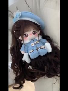 Qiaofu Versi Tulen Kapas Anak Patung Wanita 20cm Boneka Mainan Mewah dengan Tulang Rambut Palsu Bayi anjang Baju Hari Jadi Wanita