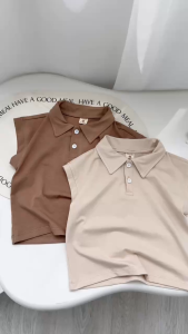 Áo thun polo dáng tanktop màu nâu màu be phong cách hàn quốc cho bé từ 9 tới 25kg BERNIE H0225A17