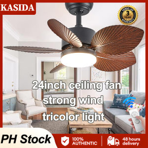 KASIDA NEW ceiling fan with light modern 24inch wood ceiling lights with fan and remote nordic ceiling fan with led light tricolor dimming 6 speed wind ceiling fans for living room bedroom dinning garage