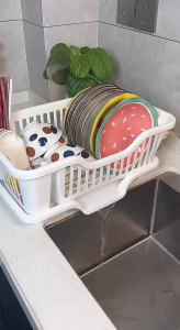 Kệ rổ úp chén bát nhiều ngăn đa năng có khay để đũa muỗng thông minh mẫu mới - Khay úp chén dĩa bát có rãnh thoát nước