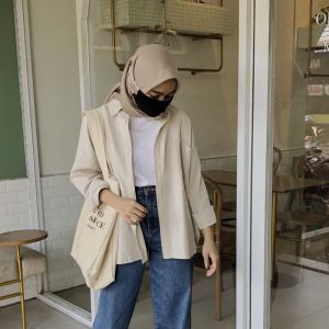 Kemeja Wanita Oversize Linen: Desain Casual & Ukuran M L XL XXL