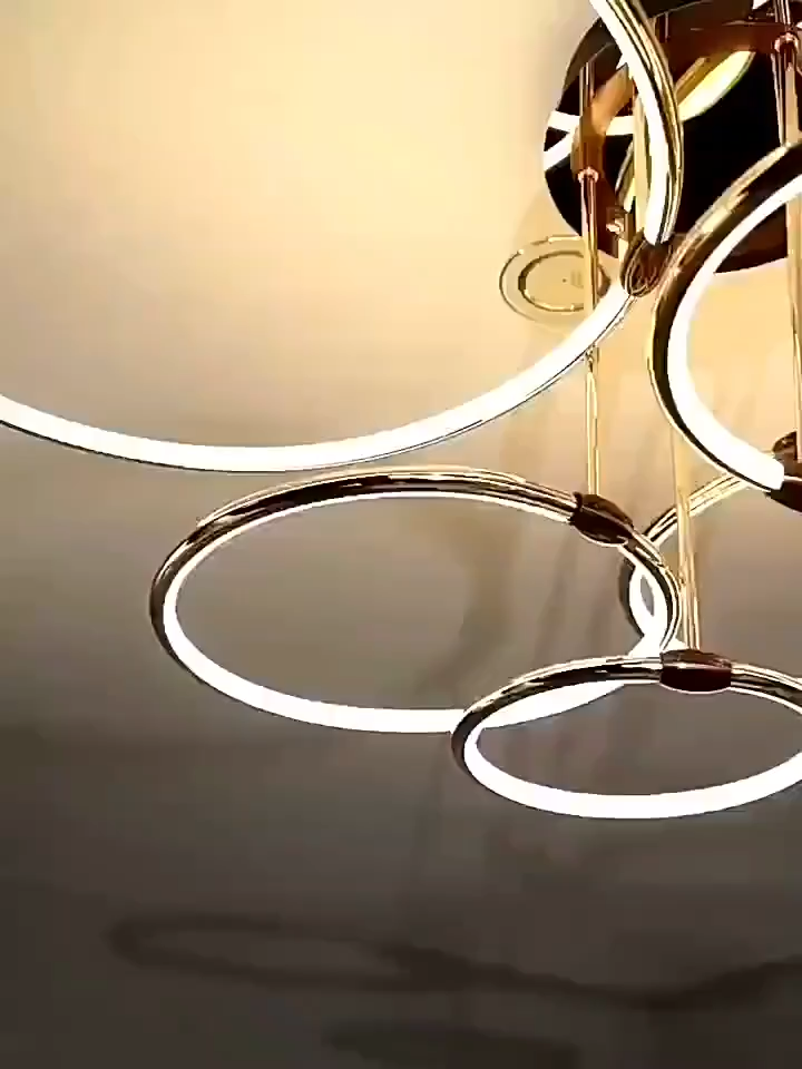 COD New Living room chandelier bedroom lamp golden round Nordic dining room household ceiling light