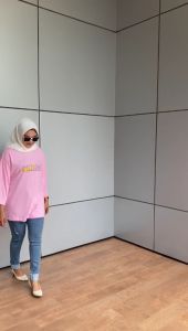 Atasan Baju Kaos Oversize Wanita Aldira Transparan Lengan 7/8