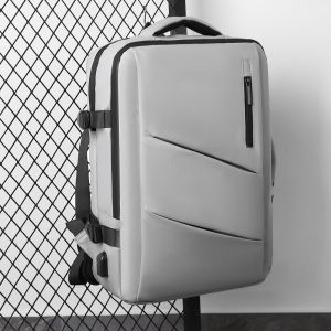 Business Casual Large Capacity Mens Backpack Traveling Commuting Waterproof Computer Bag Nylon Fabric Pure Color Vertical Square