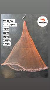 210/6 x 1 1/2” x 7FT/8FT/9FT/10FT/12FT Nylon Jala Ikan Udang Casting Net Fishing Net