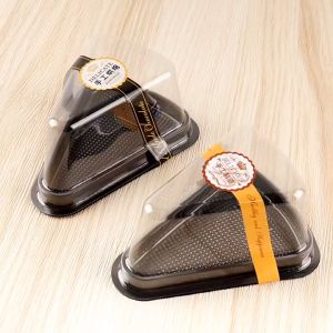 50 Pcs Clear Plastic Cake Slice Container Cake Box Triangle for Baking Pastries Packaging Box Cheesecake Pie Dessert Box