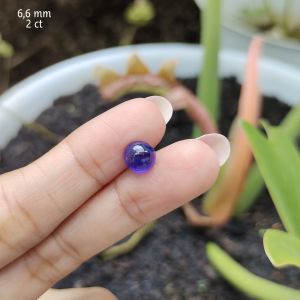 Batu natural blue sapphire - blue safir cutting bulat polos C