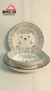 PIRING SAJI / PIRING KERAMIK MOTIF PORCUPINE 9 INCH