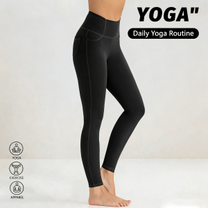 Women High Waist Yoga Leggings with Pockets Tummy Control Butt Lifting Workout Pant Stretch Naked Feeling Breathable Fitness