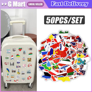 50PCS World Flag Map Stickers Aesthetic DIY Luggage Water Bottle Laptop Waterproof Graffiti Colorful Sticker Decals Packs