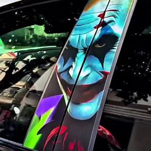 Matte Car Door Pillar Stickers 19x50cm Monastery Pattern Auto Decals 2Pcs