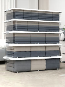 Transparent Plastic Underbed Storage Box Flat Foldable for Clothes Quilts Toys Sofa Living Room Bedroom Organizer Case
