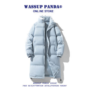 Wassup Panda Thickened Long down Jacket Stand Collar Mens Winter Coat Warm Cotton Outerwear Youth Fashion Polyester Fiber