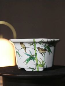 230.BMC Bonsai Pot Vintage Chinese Style Ceramic Flower Pot Square Shaped with Creative Beast POT1147