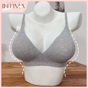 INTIMA ชุดชั้นในดัน V ลึกไร้สายขยายภายนอกมีเสื้อชั้นในแบบมีฟองน้ำและไม่มีรอยต่อสำหรับผู้หญิงเสื้อชั้นในสตรีแบบ S-XL ลายถัก4สีเซ็กซี่