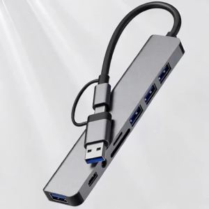 Dual-Head Type-C 8-in-1 Multi-Function Notebook Card Reader Hub Dock for Laptop USB Multiway Converter Adapter