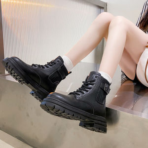 Ielgy bốt Martin nữ bốt cổ thấp đế dày có khóa dây đeo thoải mái dệt kim có dây buộc