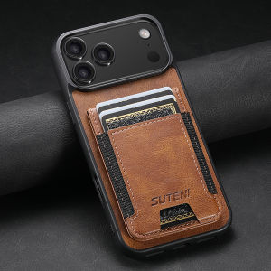 SUTENI Card Holder Smooth Texture Phone Case Elastic Band Luxury Faux Leather Stand For iPhone 17 Pro Max 16 Plus 15 14 13 12