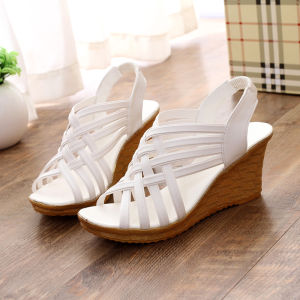 Casual Roman Style Thick Heel Fish Mouth Sandals Womens High Heels Platform Slippers Breathable Low Cut Fashionable Summer Shoes