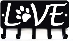 CIFBUY Metal Key Rack Dog Paw Wall Art Organizer Leash Holder Coat Hooks Storage Shelf for Entryway Home Decor