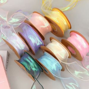 4cm/9m Fantasy Fish Tail Yarn Pleated Yarn Satin Ribbon With Wavy Edge Wrap Flower Gift Ribbon Decoration