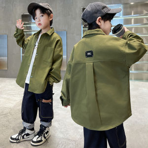 Boys Casual Shirt Jacket Spring Style Childrens Simple Stylish Clothing Long Sleeve Polyester Fiber Spring Season Boys Outfit