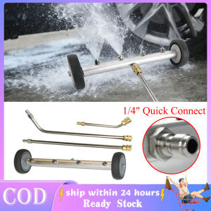 【Ready Stock】Stainless Steel High Pressure Washer With 4 Nozzles Heavy Duty Under Car Undercarriage 360° Rotation 1/4 Quick Connector Electric Washer Cleaner With 6 Spray Nozzles 2 Extension Rods Wheels For Garden Road Car
