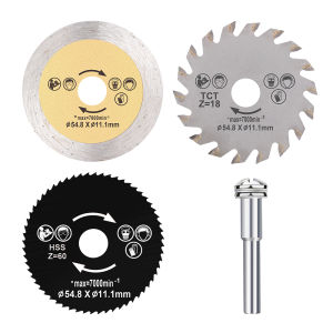 CMCP 4Pcs 54.8mm Mini Circular Saw Blade Set HSS/Diamond/TCT Circular Saw Blade Wood Cutting Disc For Metal Wood PVC Ceramics