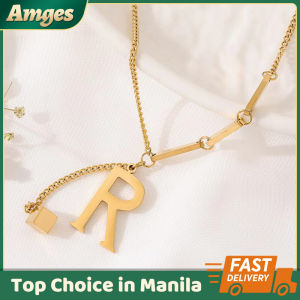 Fashion Vintage Gold Stainless Steel Tassel Initial Letter Pendant Necklace For Women Jewelry Stylish Accessories