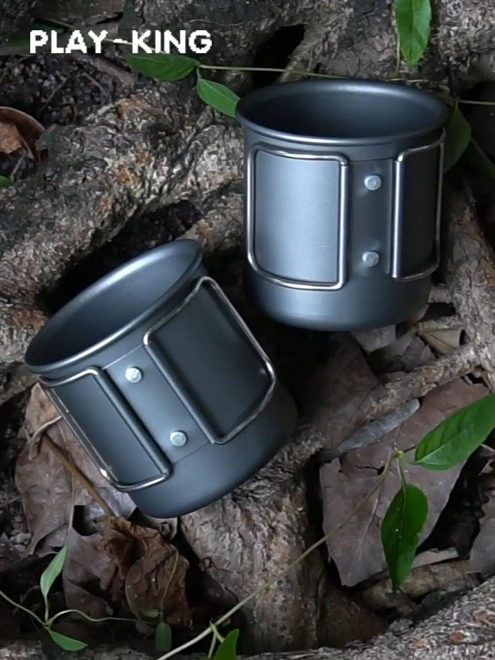 2pcs Outdoor Camping Folding Handle Water Cup Portable Ultra Light Aluminum Alloy Cup Picnic Coffee Cup