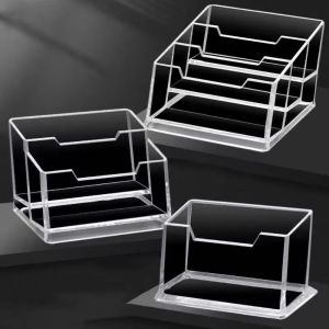 JIYAN2866 1Pcs Clear Transparent Business Card Box Display Stand Acrylic Plastic Bussiness Card Holder Durable School Office Supplies Card Case Box