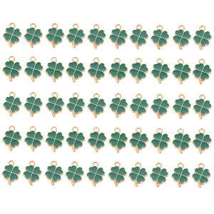 50pcs Lucky Four-Leaf Clover Charm Pendants Shamrock Hanging Charms Four Petal Lucky Leaf Pendant Charm DIY Jewlery Accessories