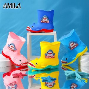 AMILA รองเท้าบูทเด็ก รองเท้ารองเท้าบูทกันฝนผู้หญิงสำหรับเด็ก รองเท้ากันลื่นรองเท้าบูทกันน้ำฝนกันลื่นสำหรับเด็กเล็ก บูทเด็ก