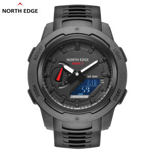 NORTH EDGE Mars 3 Mens Military Watch Digital Carbon Fiber Case For Man Waterproof 50M Sports Watches World Time LED Wristwatch